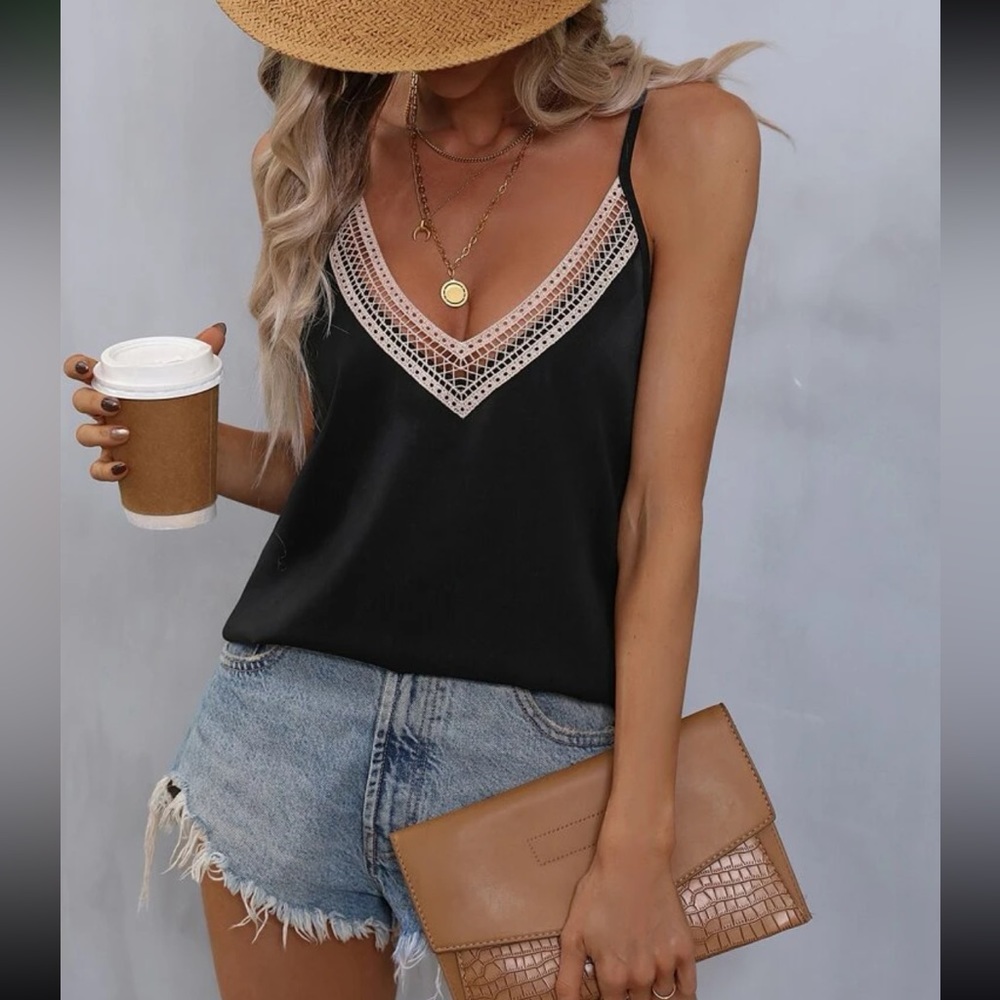 Black Embellished Fitted Camisole